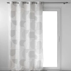 RIDEAU OEILLETS 140X260CM ESQUISSE BLANC