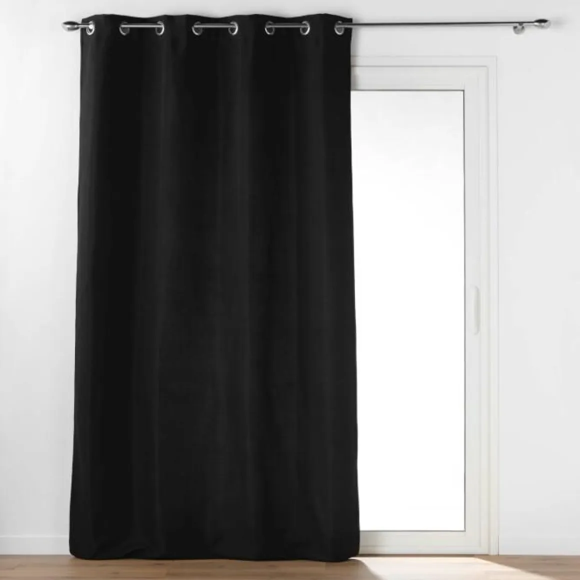 RIDEAU OEILLETS 135X260CM ISOLANT MICROFIBRE NOIR