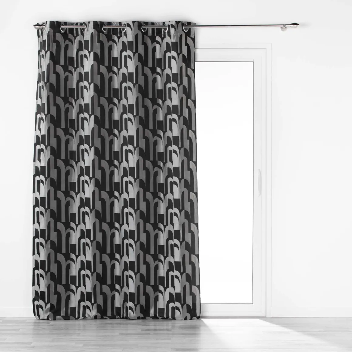 RIDEAU OEILLETS 140X260CM JACQUARD MEDICIS NOIR