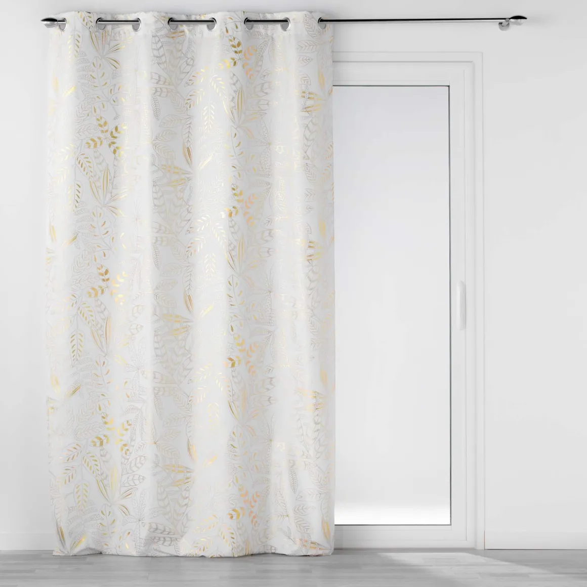 RIDEAU OEILLETS 140X260CM METALLISE BELFLOR BLANC OR