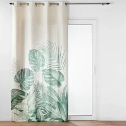 RIDEAU OEILLETS 140X260CM POLYCOTON LIN IMPRIME EQUATEUR