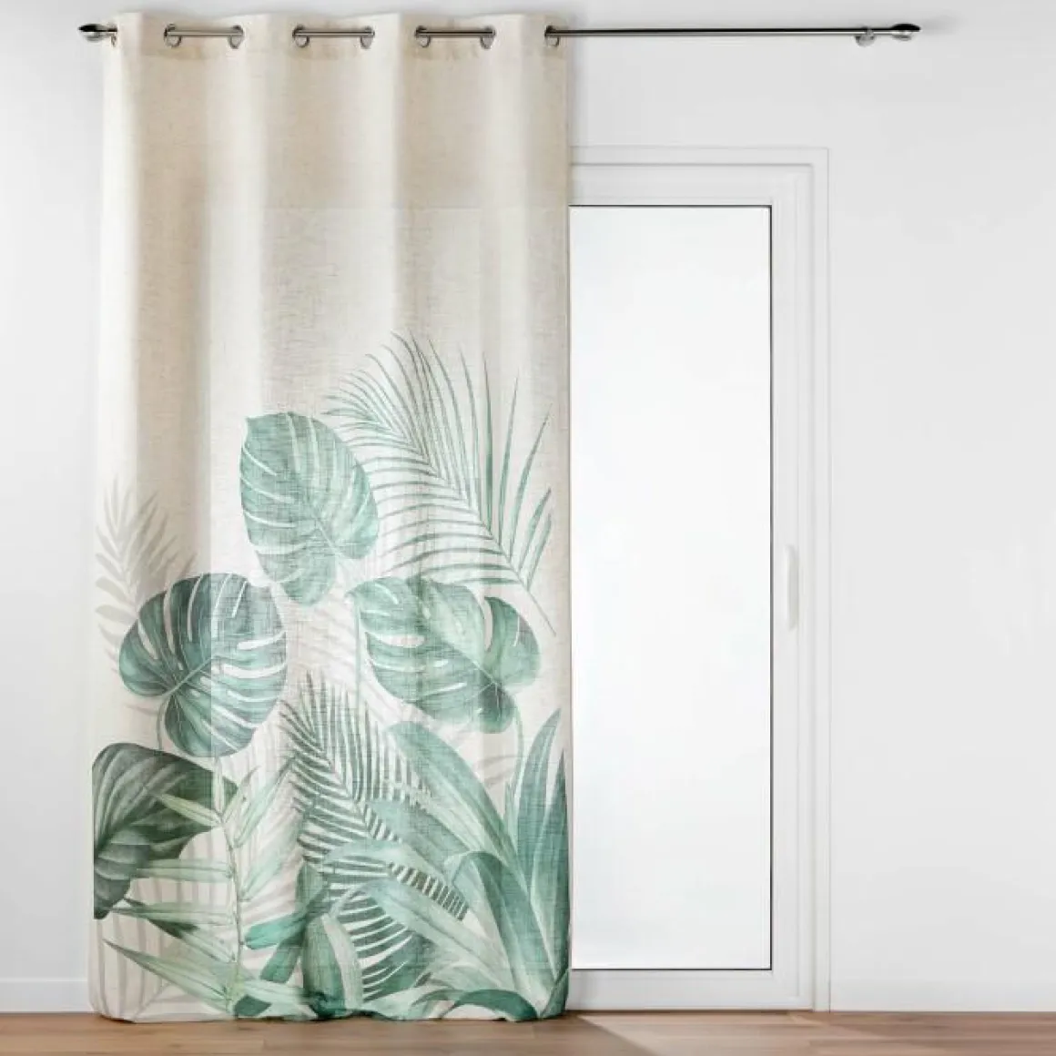 RIDEAU OEILLETS 140X260CM POLYCOTON LIN IMPRIME EQUATEUR