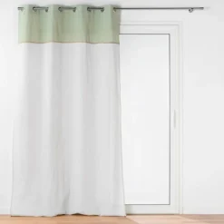 RIDEAU OEILLETS 140X240CM UNI ET JUTE JANARA SAUGE