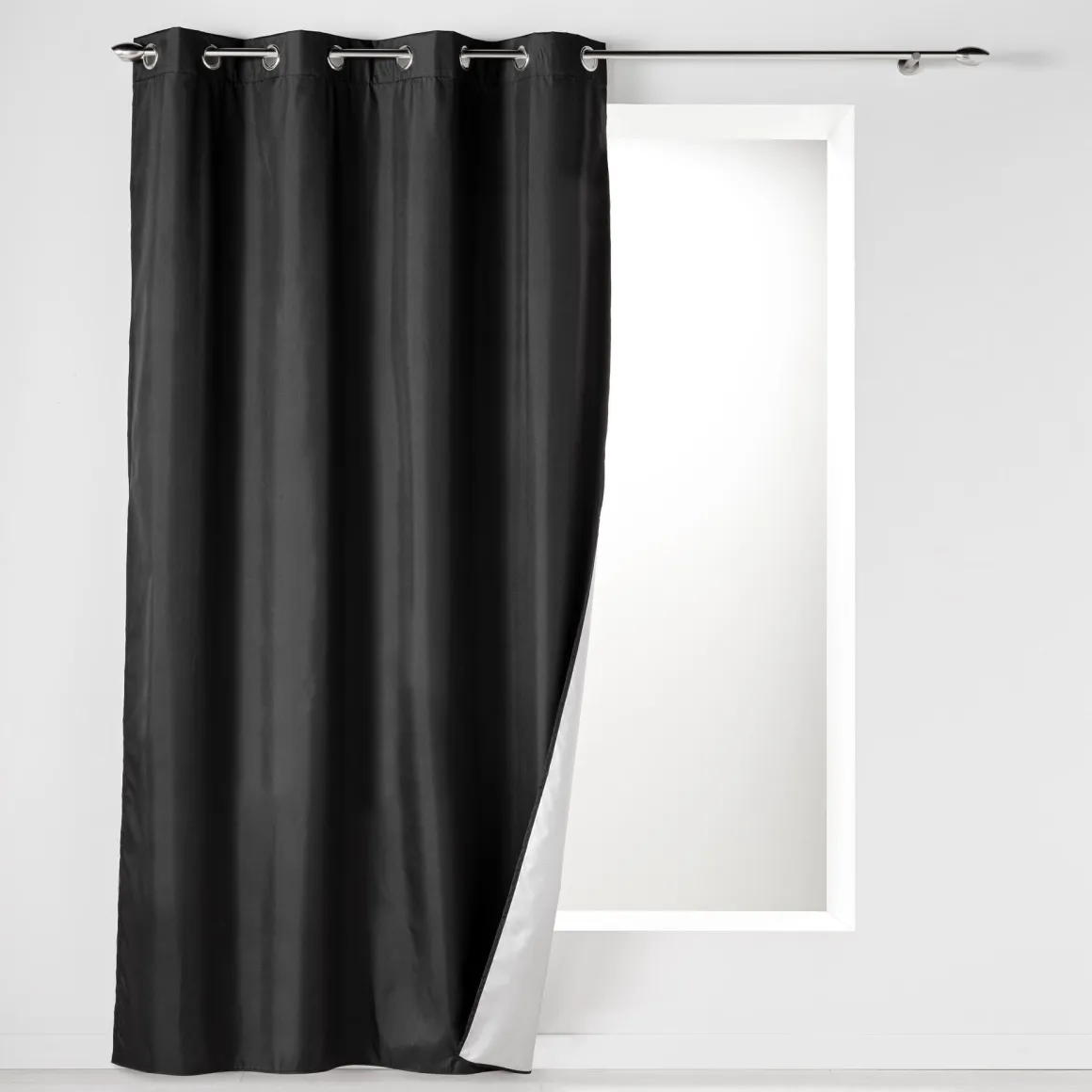 RIDEAU OEILLETS 140X260CM UNI THERMIQUE ICEMOUNT NOIR