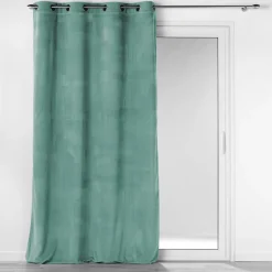 RIDEAU OEILLETS 140X260CM VELOURS COTELE UNI CASUAL SAUGE