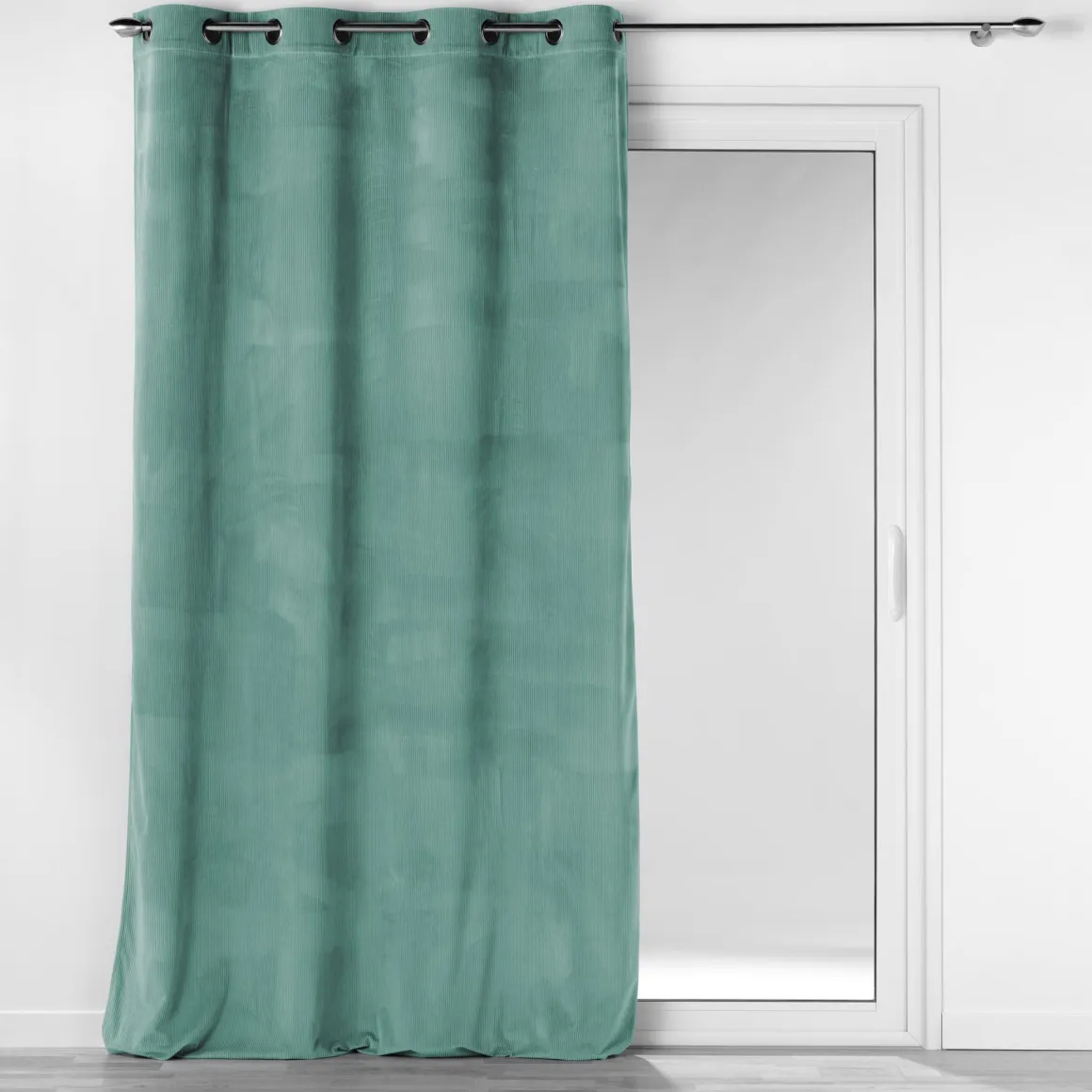 RIDEAU OEILLETS 140X260CM VELOURS COTELE UNI CASUAL SAUGE