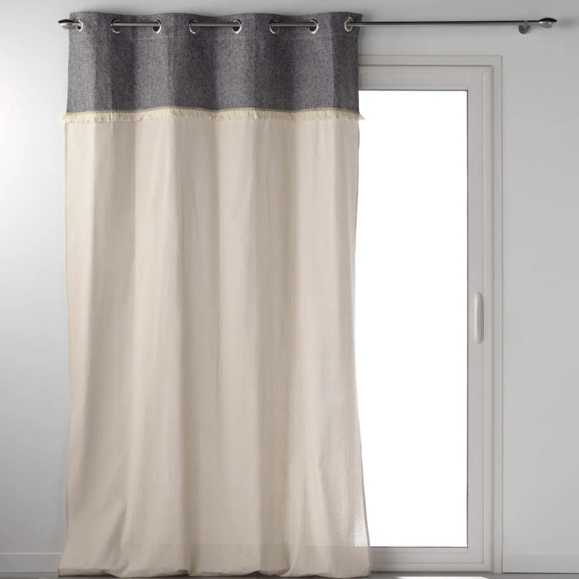 RIDEAU OEILLET 140X240CM FRANGES CANCUN ANTHRACITE