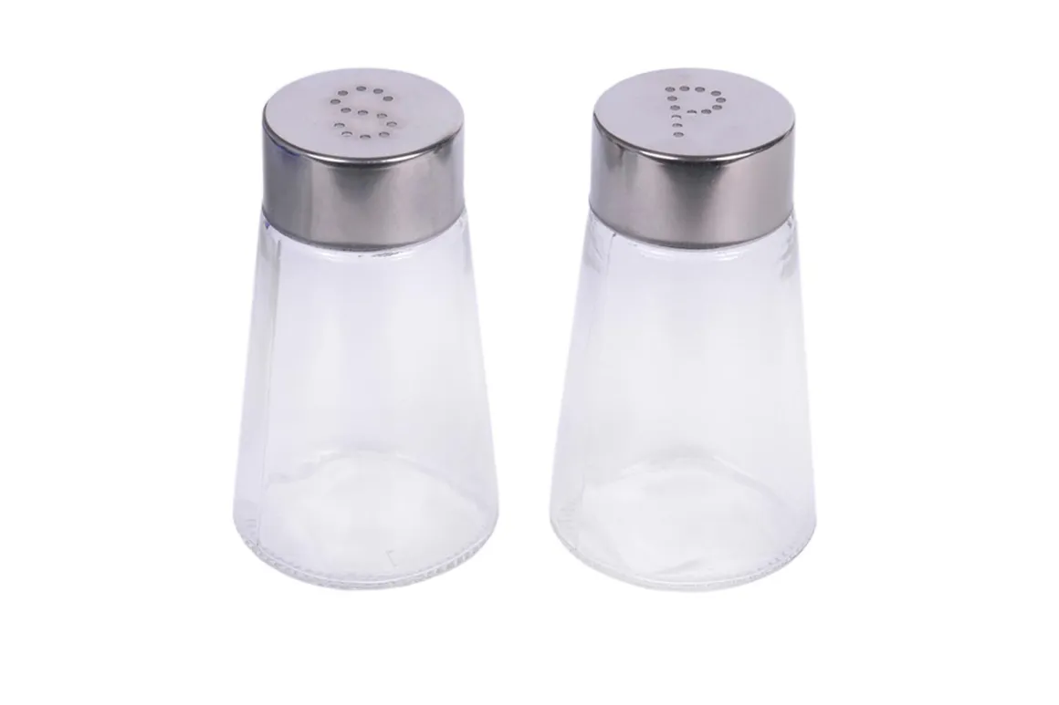 SALIERE POIVRIERE VERRE ET INOX