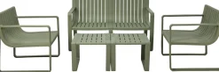 SALON JARDIN 4 PLACES 2 TABLES VERT