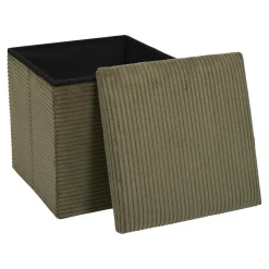 SCOTT COFFRE POUF PLIABLE COTELE VERT