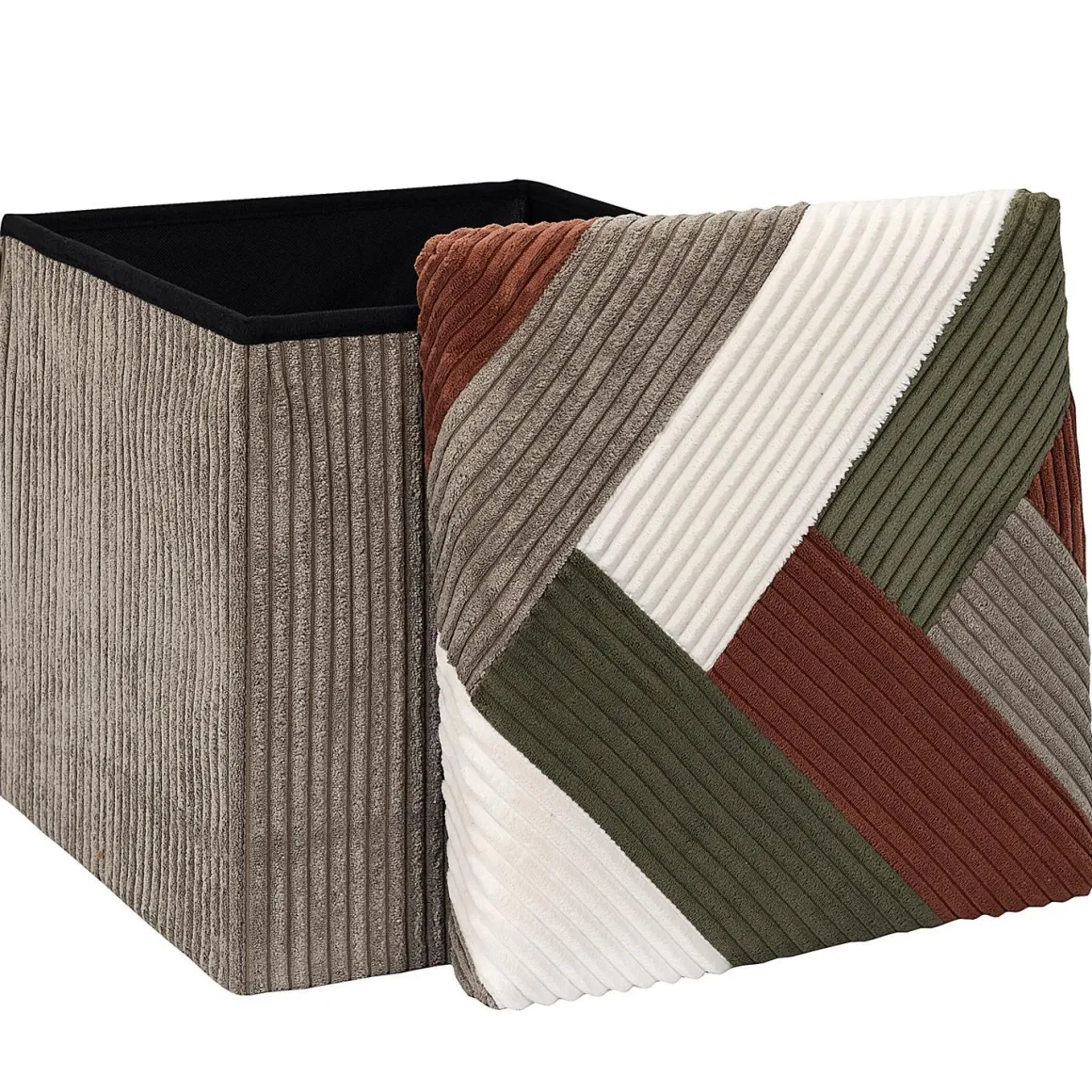 SCOTT COFFRE POUF PLIABLE PATCHWORK COTELE
