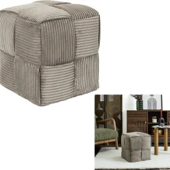 SCOTT POUF COTELE TRESSE TAUPE