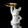 SCULPTURE DECO BULLDOG BLANC VIDE POCHE 23CM