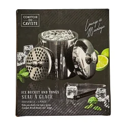 SEAU GLACE METAL COUVERCLE ET PINCE 1.3L