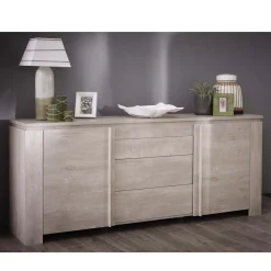 SEGUR ENFILADE 2PORTES 3 TIROIR CHENE CHAMPAGNE