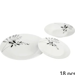 SERVICE 18 PIECES FLORAL GRIS