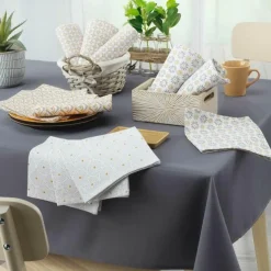 3 SERVIETTES DE TABLE 40X40 CM COTON IMPRIME AZELIA