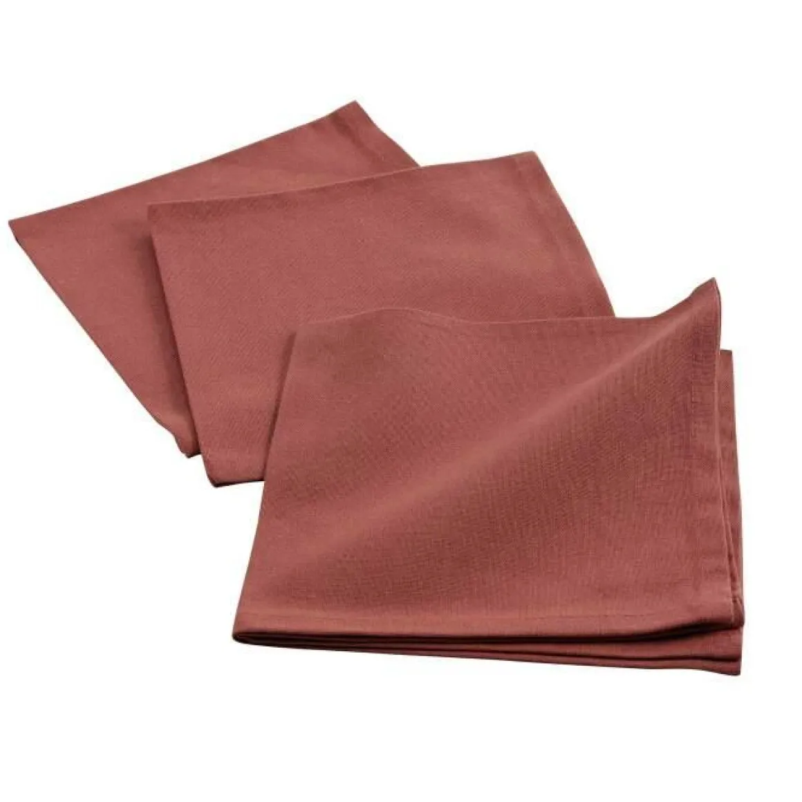 3 SERVIETTES DE TABLE 40X40 CM COTON UNI INITIA TERRACOTTA