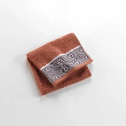 SERVIETTE TOILETTE 50X90CM EPONGE JACQUARD TERRACOTTA