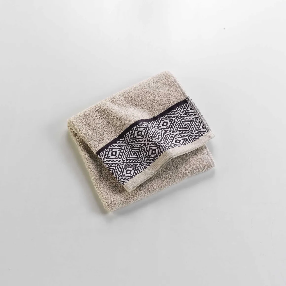 SERVIETTE TOILETTE 50X90CM EPONGE JACQUARD BEIGE