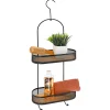 SERVITEUR DOUCHE METAL BAMBOU 2 NIVEAUX CROCHET NOIR BAMBOU