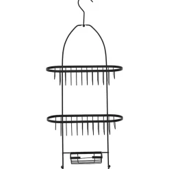 SERVITEUR METAL 2 PANIERS PORTE SAVON NOIR MAT