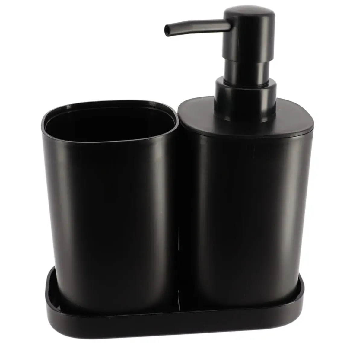 SET 3 ACCESSOIRES GOBELET DISTRIBUTEUR ET PORTE SAVON NOIR