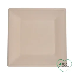 SET 12 ASSIETTES CARREES CANNE A SUCRE 20CM NATUREL