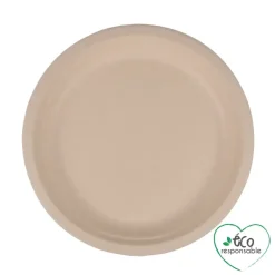 SET 12 ASSIETTES RONDES CANNE A SUCRE 22CM NATUREL