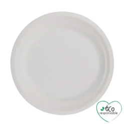 SET 12 ASSIETTES RONDES CANNE A SUCRE 22CM BLANC