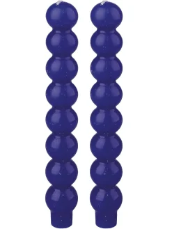 SET 2 BOUGIES BOULES CHANDELLES BLEUE 3.5X23CM