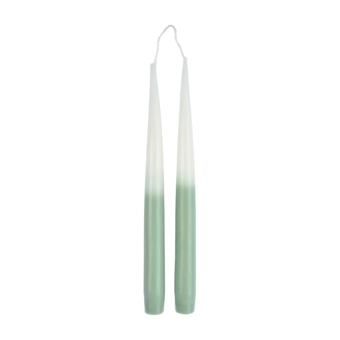 SET 2 BOUGIES CHANDELIER H.26CM TIE DYE BLANC ET CELADON