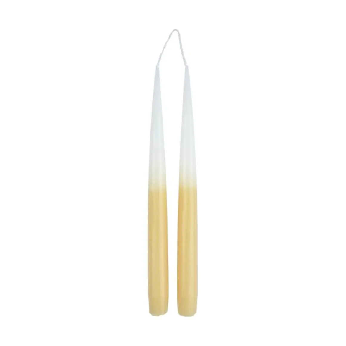 SET 2 BOUGIES CHANDELIER H.26CM TIE DYE BLANC ET SEMOULE