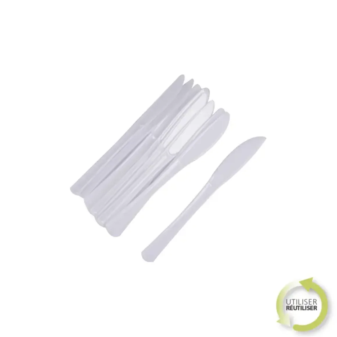 SET 12 COUTEAUX REUTILISABLES BLANC H.20CM