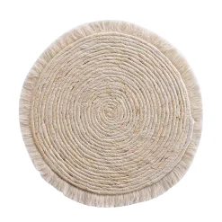 SET DE TABLE D.38CM PAILLE DE MAIS ET FRANGES OSLO LIN