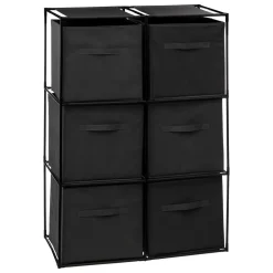 SET ETAGERE AVEC 6 BOITES MIX NOIR D.68X34X98CM