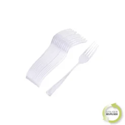 SET 12 FOURCHETTES REUTILISABLES TRANSPARENT H.18.5CM