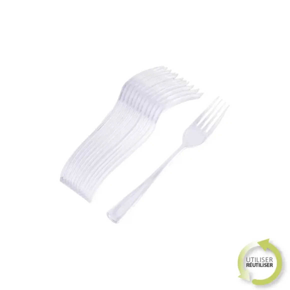 SET 12 FOURCHETTES REUTILISABLES TRANSPARENT H.18.5CM