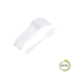 SET 12 FOURCHETTES REUTILISABLES BLANC H.18.5CM