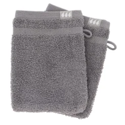 SET 2 GANTS TOILETTE 15X21CM COTON GRIS