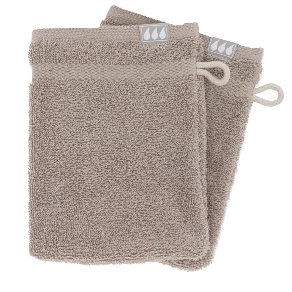 SET 2 GANTS TOILETTE 15X21CM COTON TAUPE