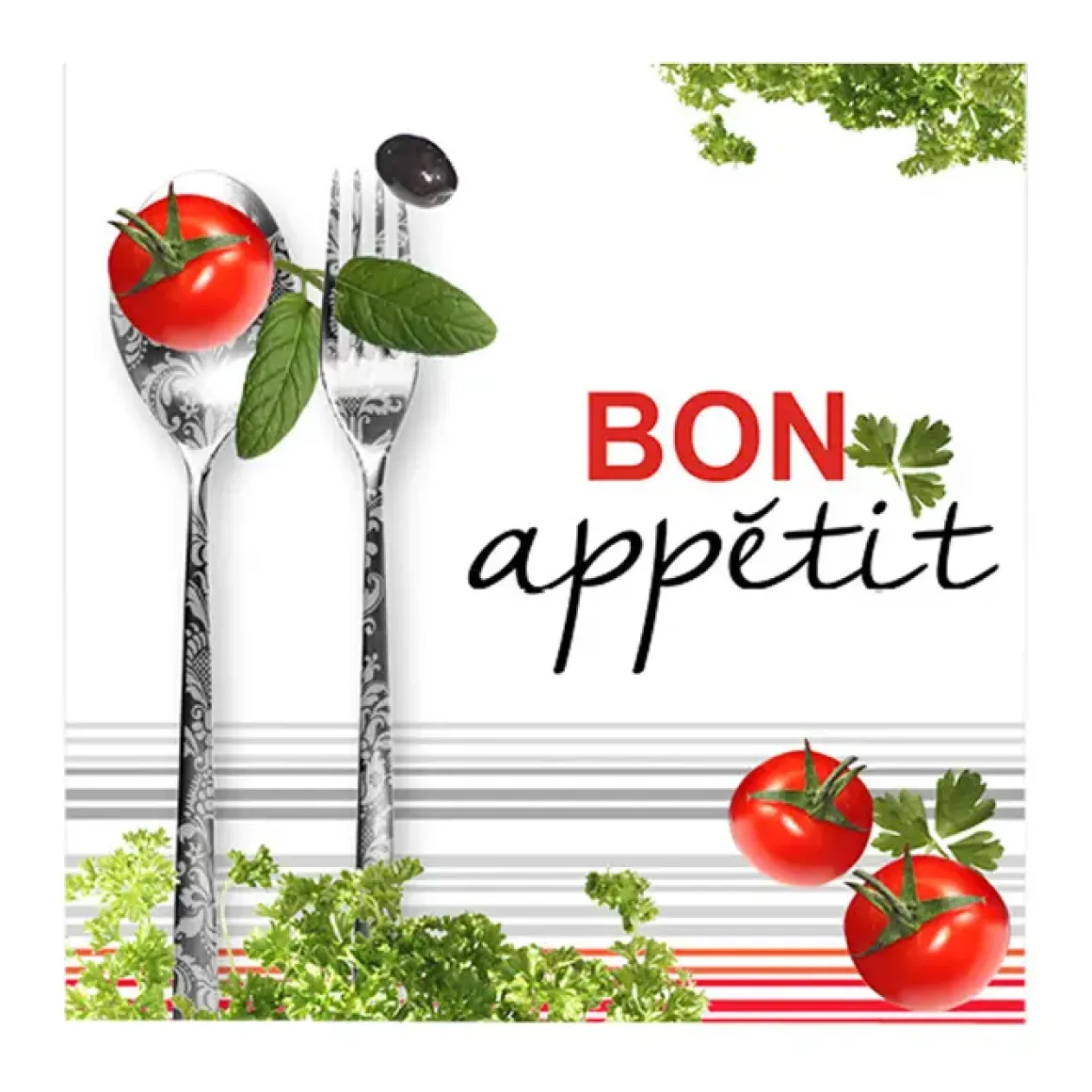 SET 20 SERVIETTES BON APPETIT 33X33CM