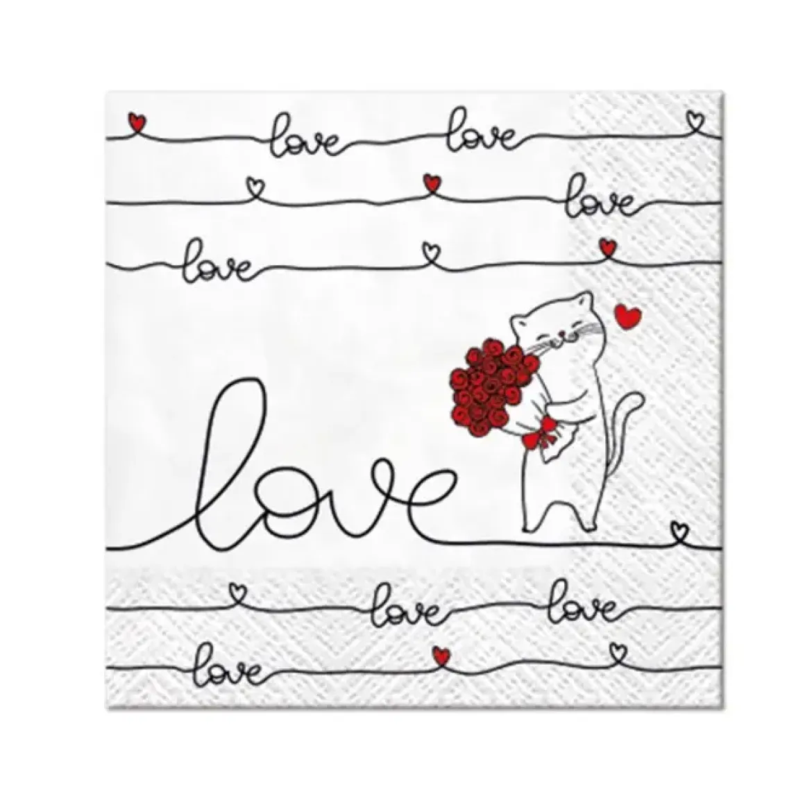 SET 20 SERVIETTES COCKTAIL 3 PLIS LOVE 25X25CM