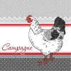 SET 20 SERVIETTES COQ CAMPAGNE 33X33CM
