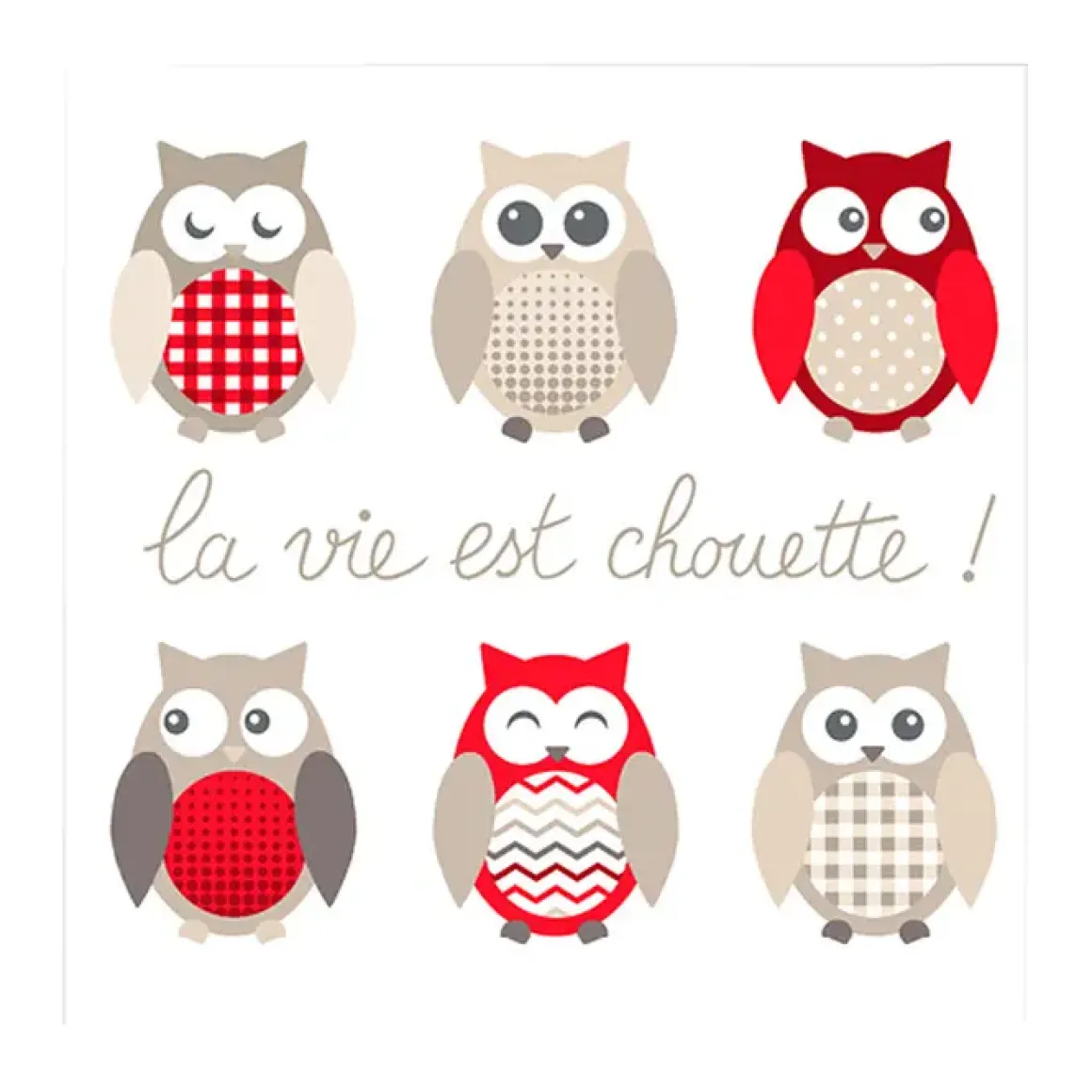 SET 20 SERVIETTES HIBOU 33X33CM