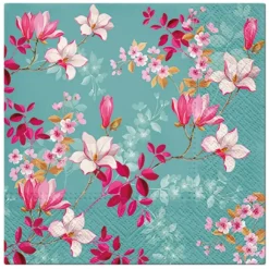 SET 20 SERVIETTES 3 PLIS NOUVEAUX MAGNOLIAS 33X33CM