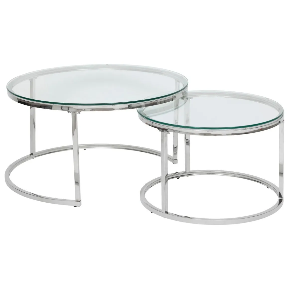 SET 2 TABLES BASSES KNEO VERRE INOX