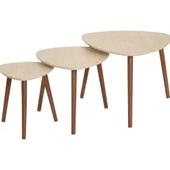 SET 3 TABLES CAFE MILEO EFFET TRAVERTIN