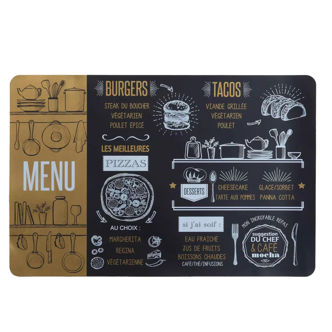SET TABLE 28.5X43.5CM IMPRIME BRASSERIE OR