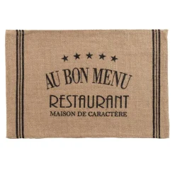 SET TABLE 30X45CM JUTE IMPRIME DINER NOIR